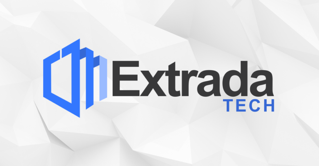 Extrada Tech logo on white texture background