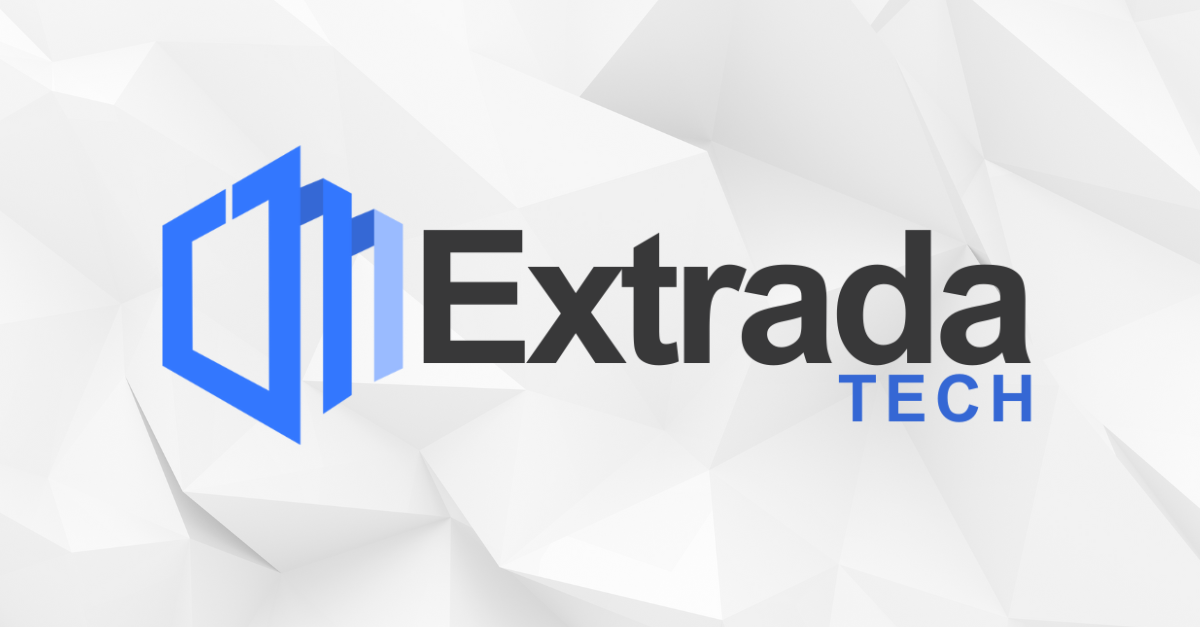 Extrada Tech logo on white texture background